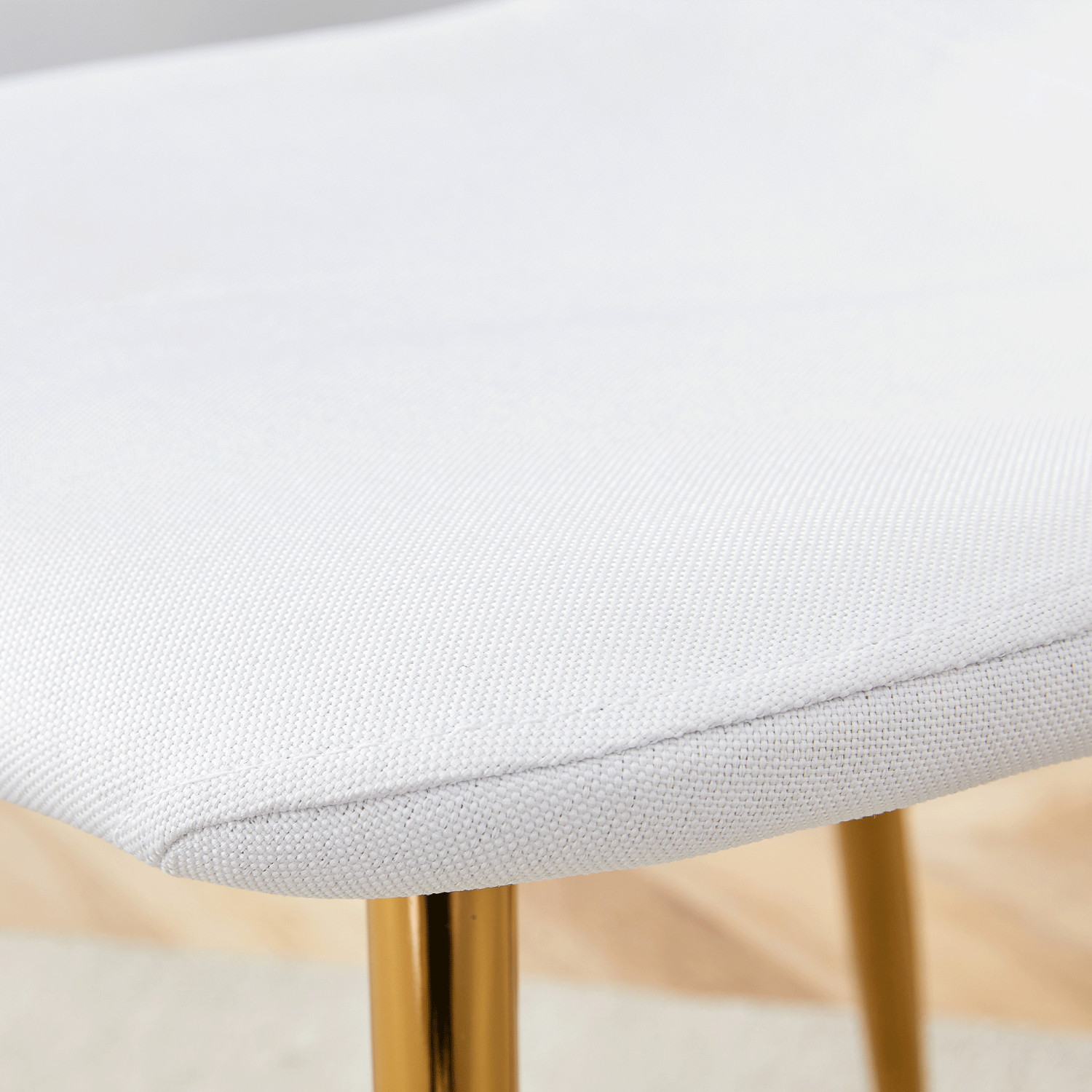 Set of 4 Modern Dining Chair Linen Upholstered Kitchen Chairs with Metal Legs
