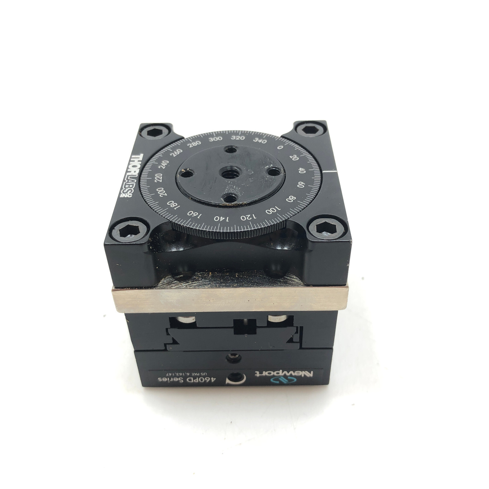 Newport 460PD-XY Modular Peg-Joining Linear Stage w/ RP01 Manual Rotation Dial
