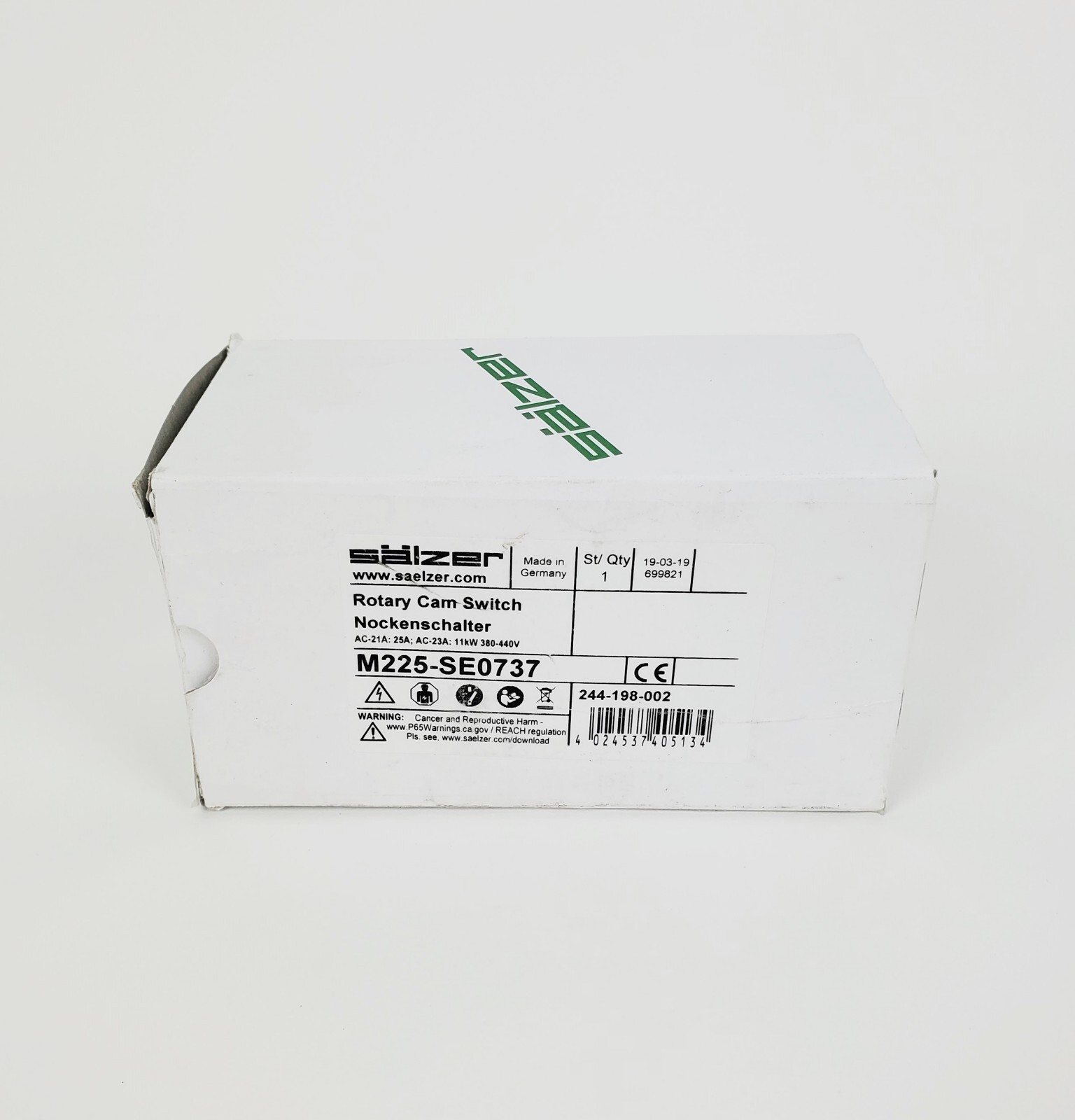Salzer M225-SE0737 Rotary Cam Switch, New!