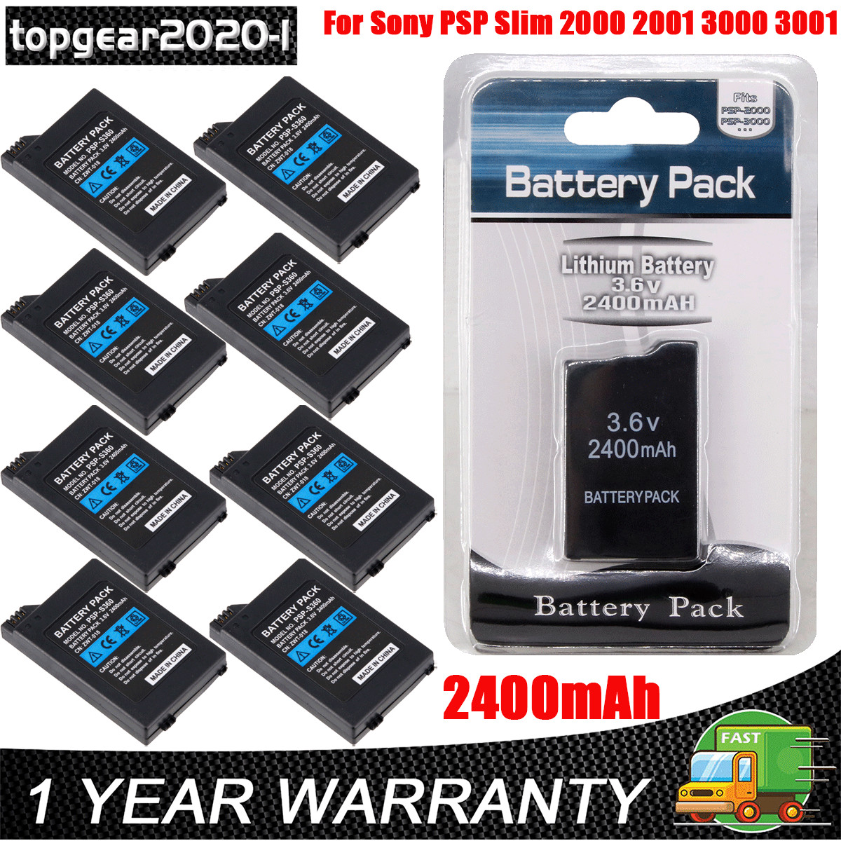 Lot Rechargeable Battery for Sony PSP-2000 PSP-2001 PSP-3000 Slim Lite PSP-S110