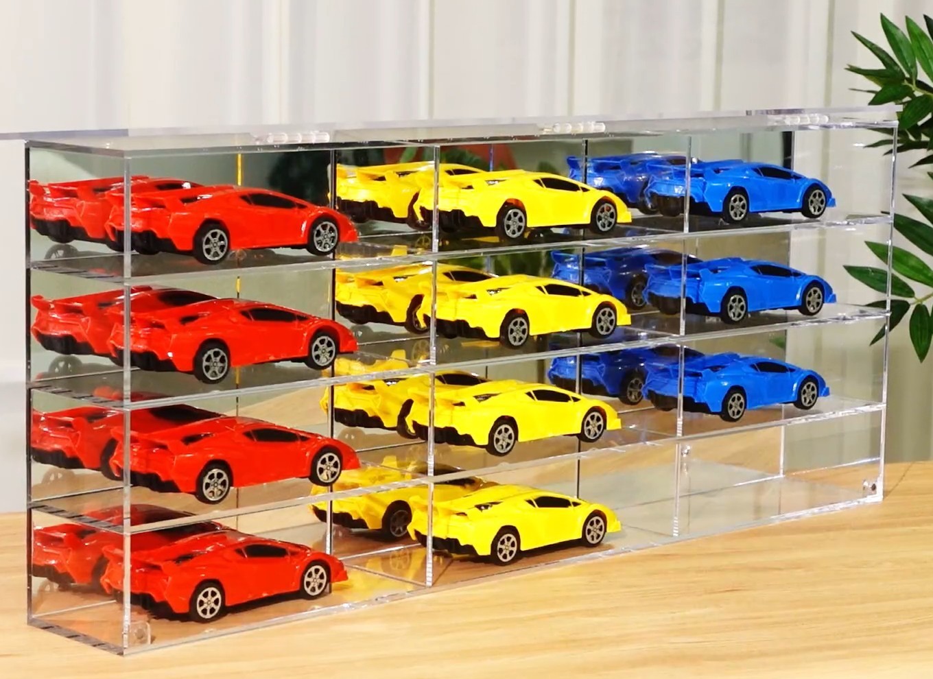 Toy Car Display Case Cabinet Acrylic 12 Slot for 1:24 Scale Diecast Model Cars