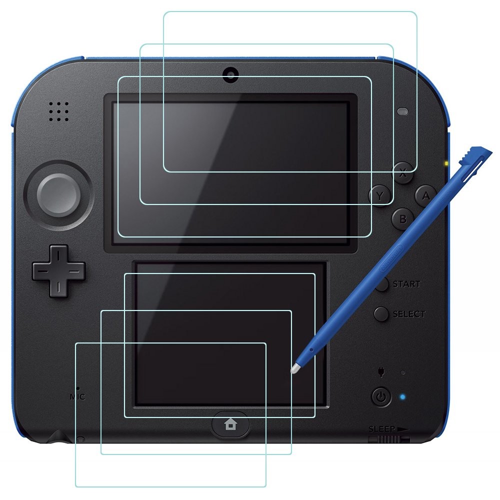 Screen Protector and Stylus Compatible 2DS, AFUNTA 3 Pack (6 2DS_cover+stylus