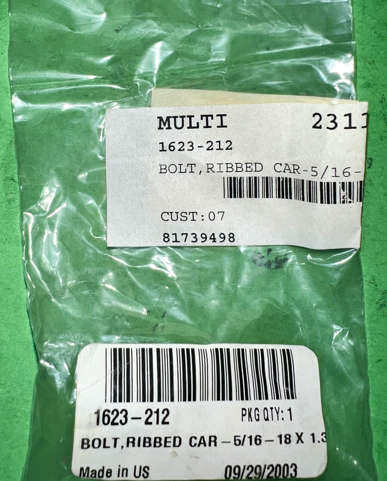 Arctic Cat OEM Ribbed Carriage Bolt 1623-212 New