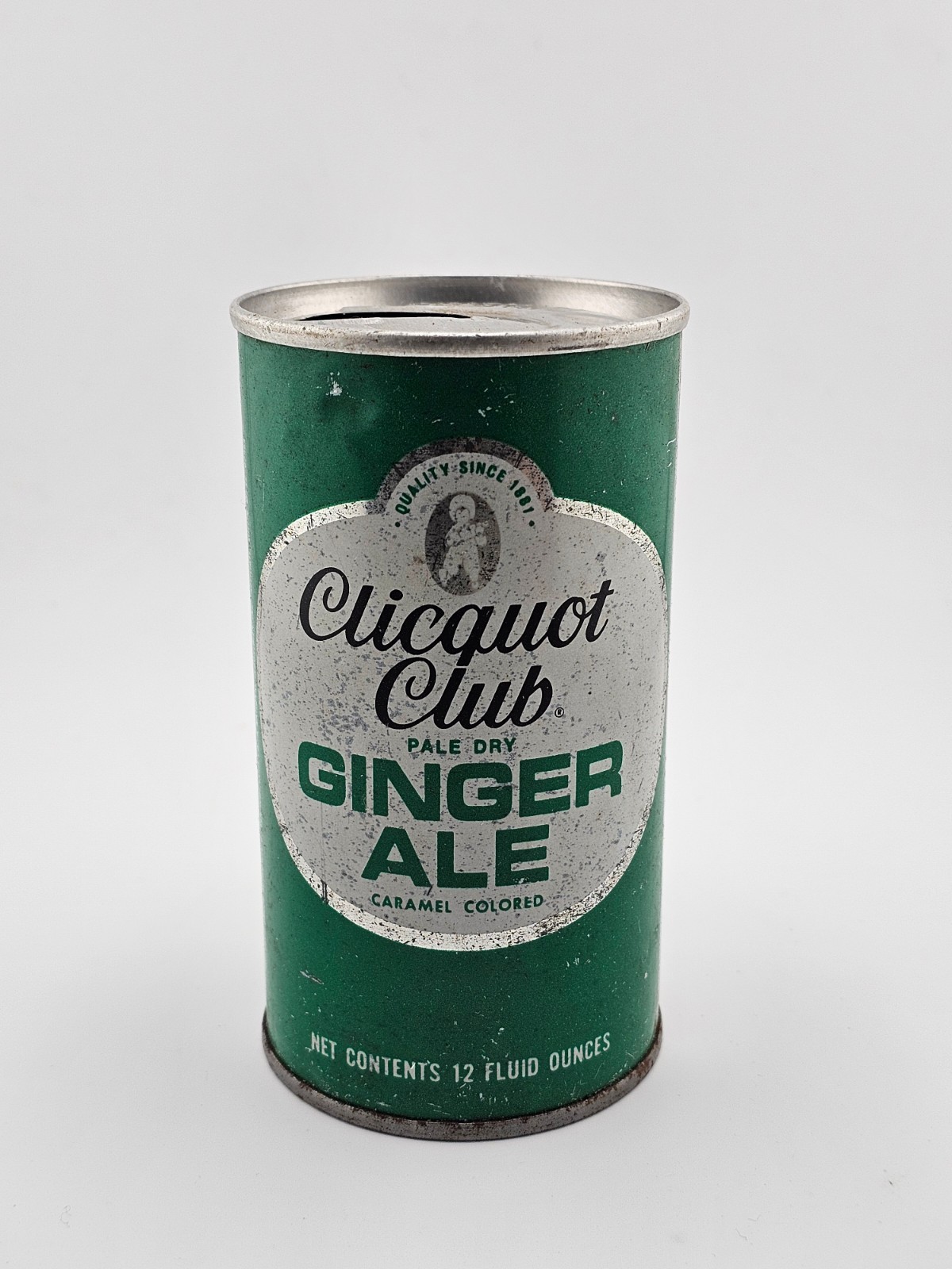 Vintage Steel Pull Tab Clicquot Club Ginger Ale Soda 12 oz Empty Can