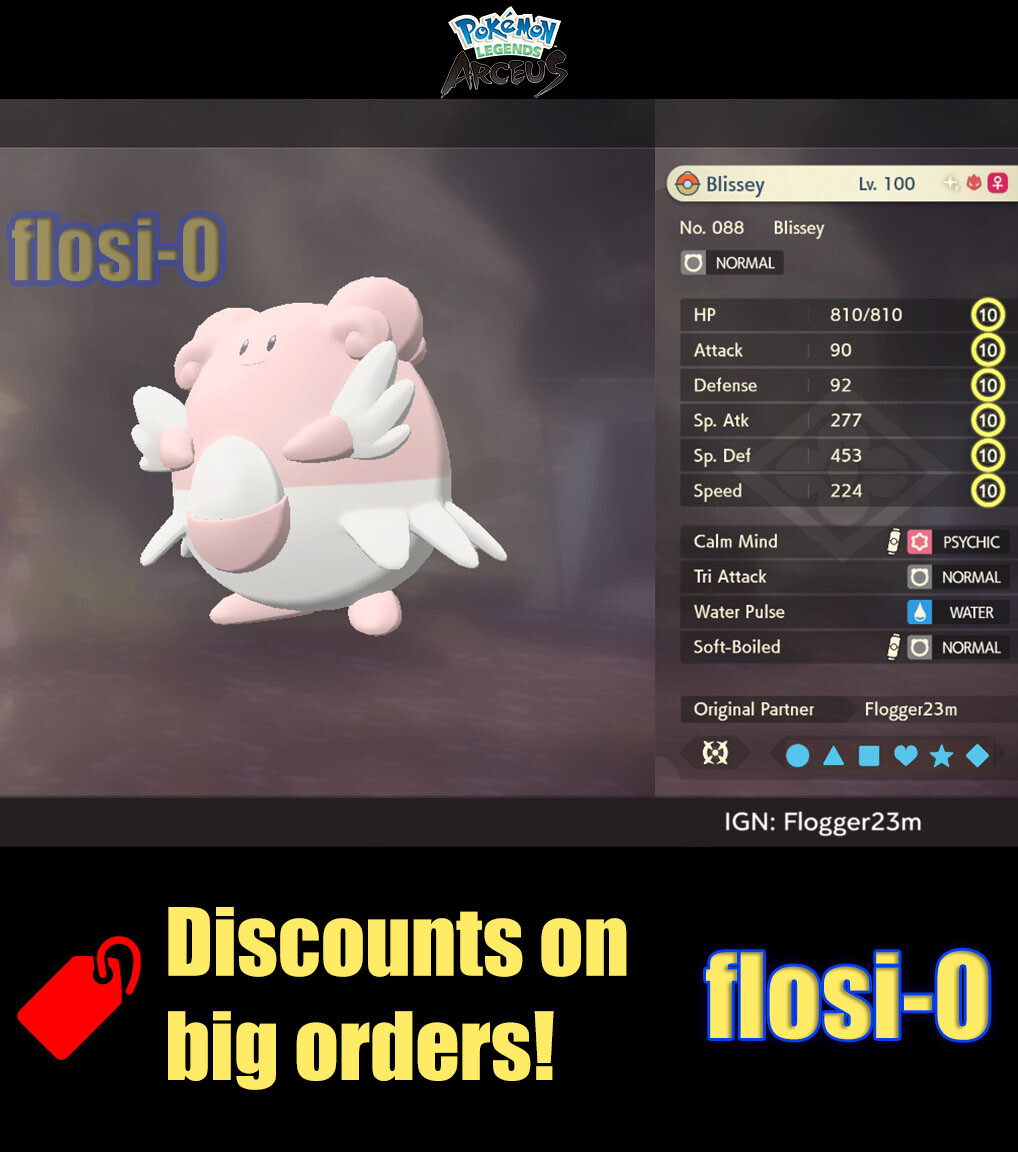 6IV Shiny Alpha Blissey Max Effort Level Pokemon Legends Arceus