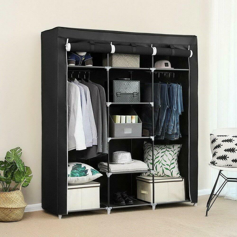 New Design Portable Closet Wardrobe Clothes Rack Storage Organizer Shelf Durable