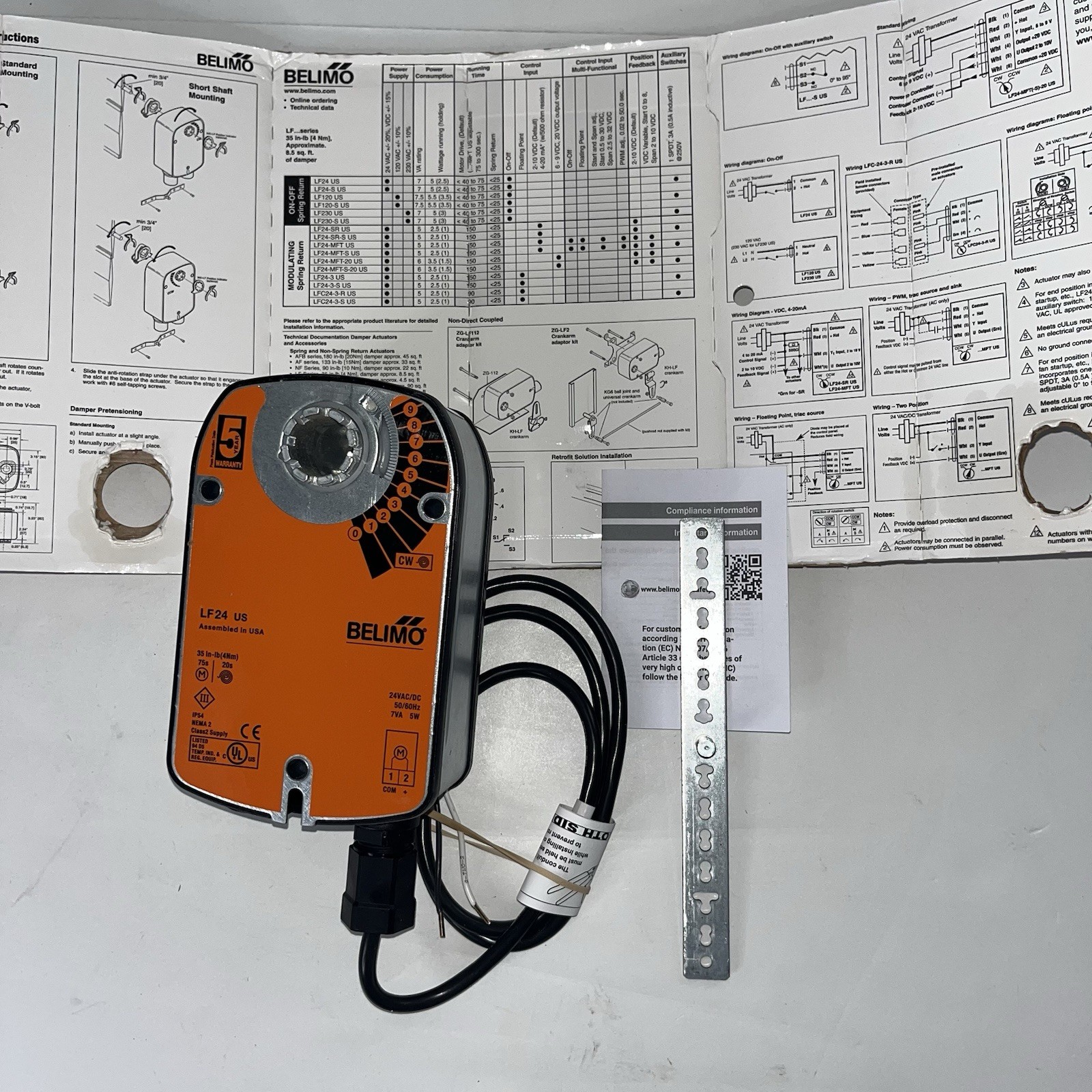 BELIMO LF24 US SPRING RETURN ACTUATOR BRAND NEW 24 -VAC/DC 7VA. 5W