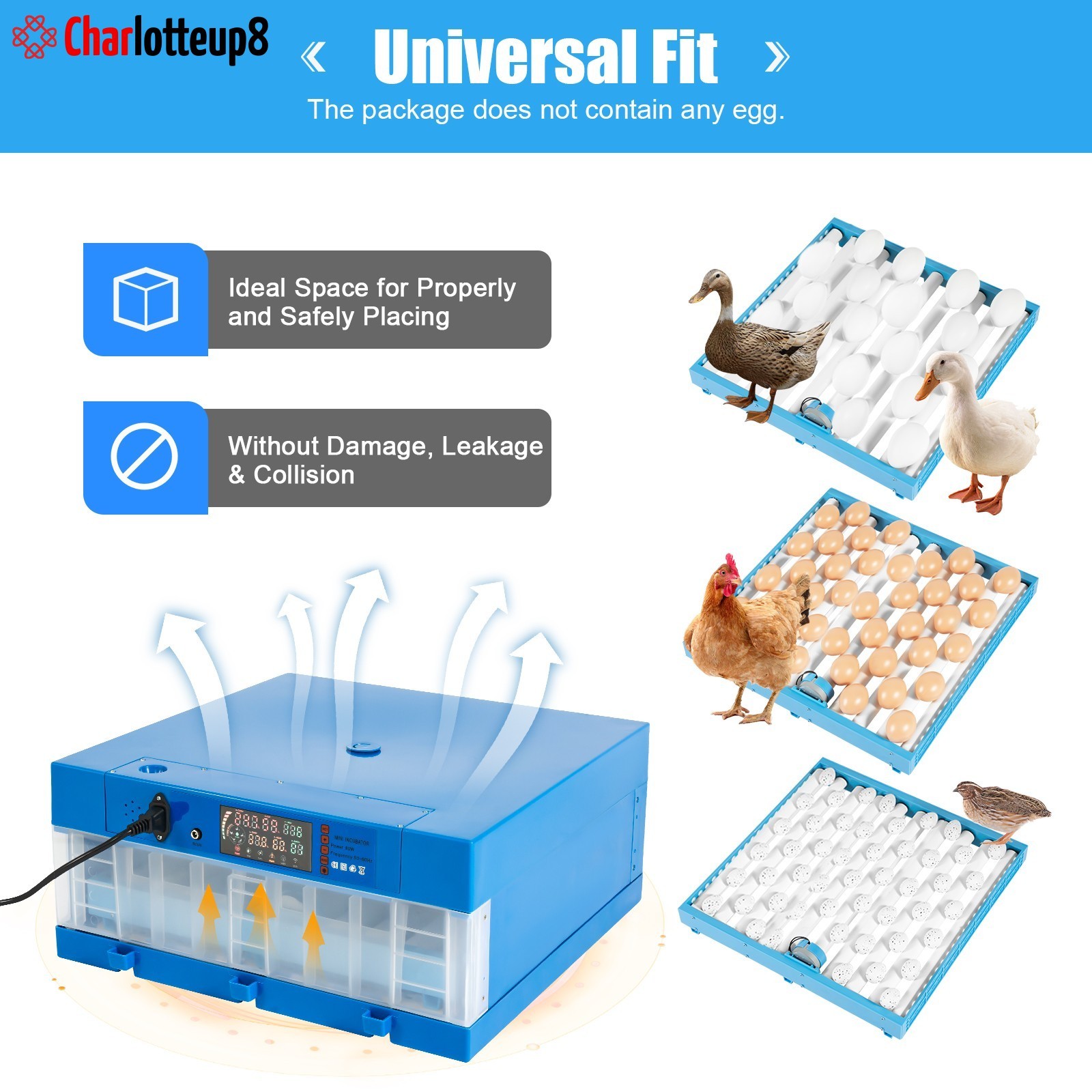 48 Eggs Digital Incubator with Fully Automatic Egg Turning Humidity Chicken Duck