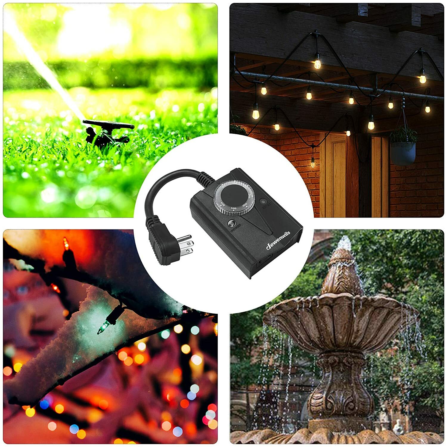 DEWENWILS 24-Hour Outdoor Timer Light Sensor Plug in Outlet Timer for Pool Pump