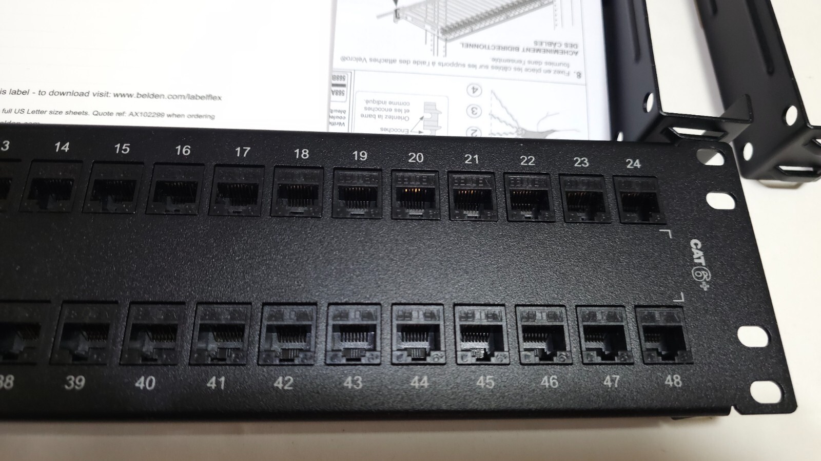Belden AX103255 Cat 6+ Keyconnect 48 Port 2U Punch Down Patch Panel Black