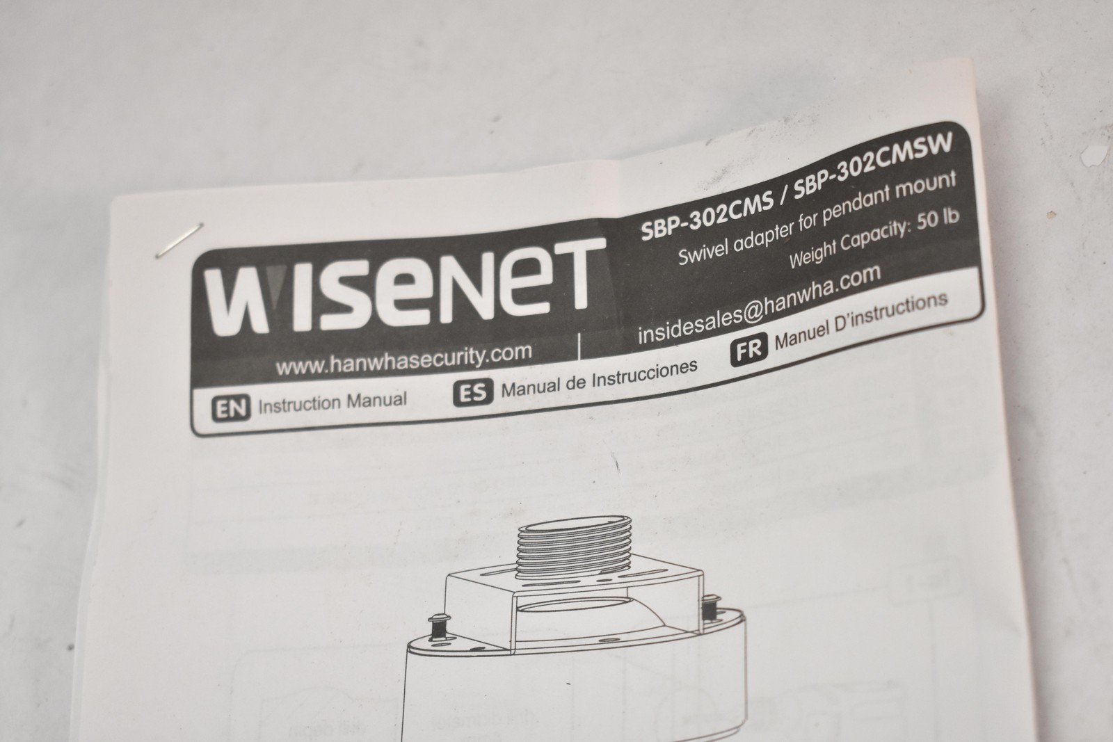 Hanwha Vision SBP-302CMSW Ceiling Mount Camera Bracket White Open Box CCTV