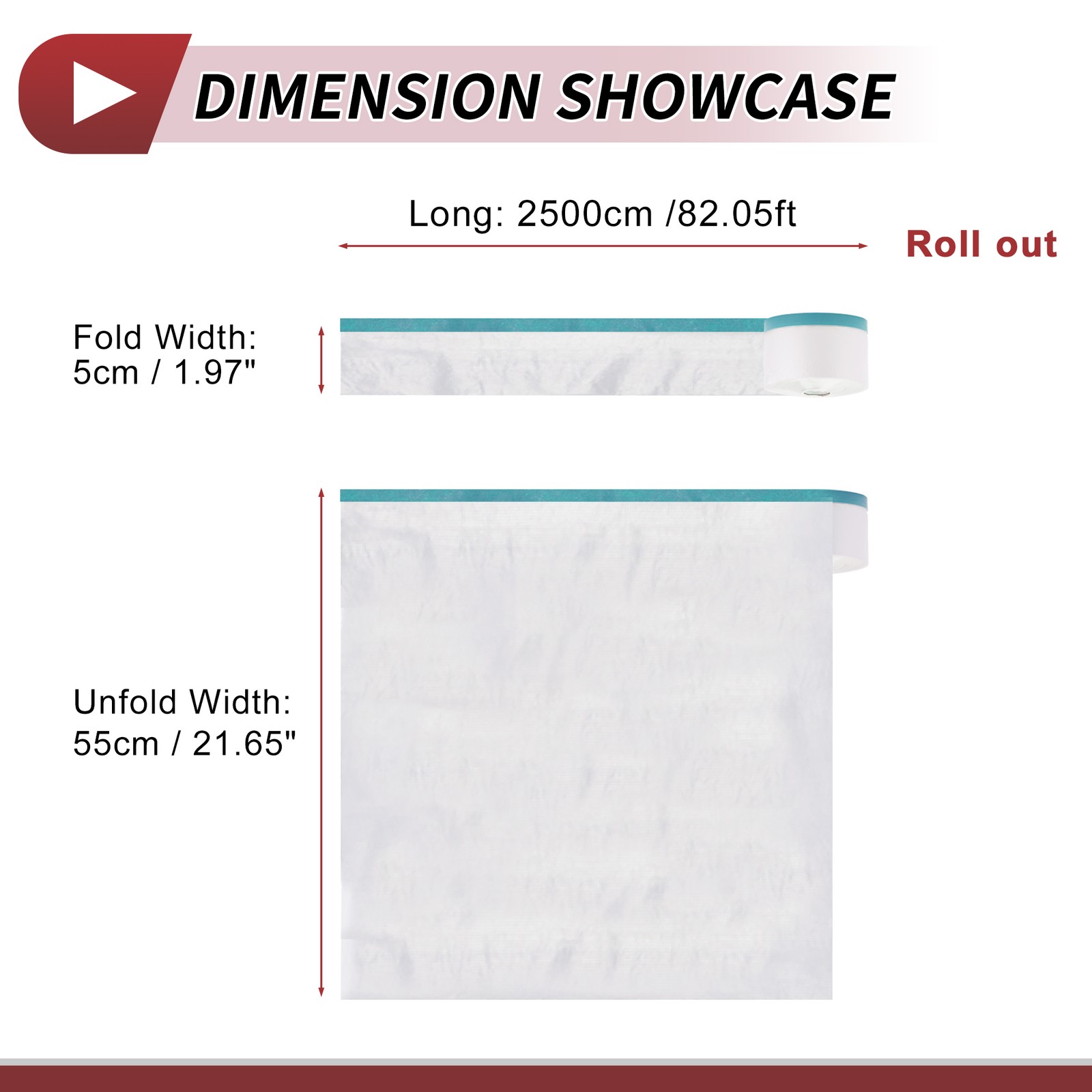 Pre-Taped Masking Film 2500x55cm / 82.05ftx21.65" 1 Pcs Blue White