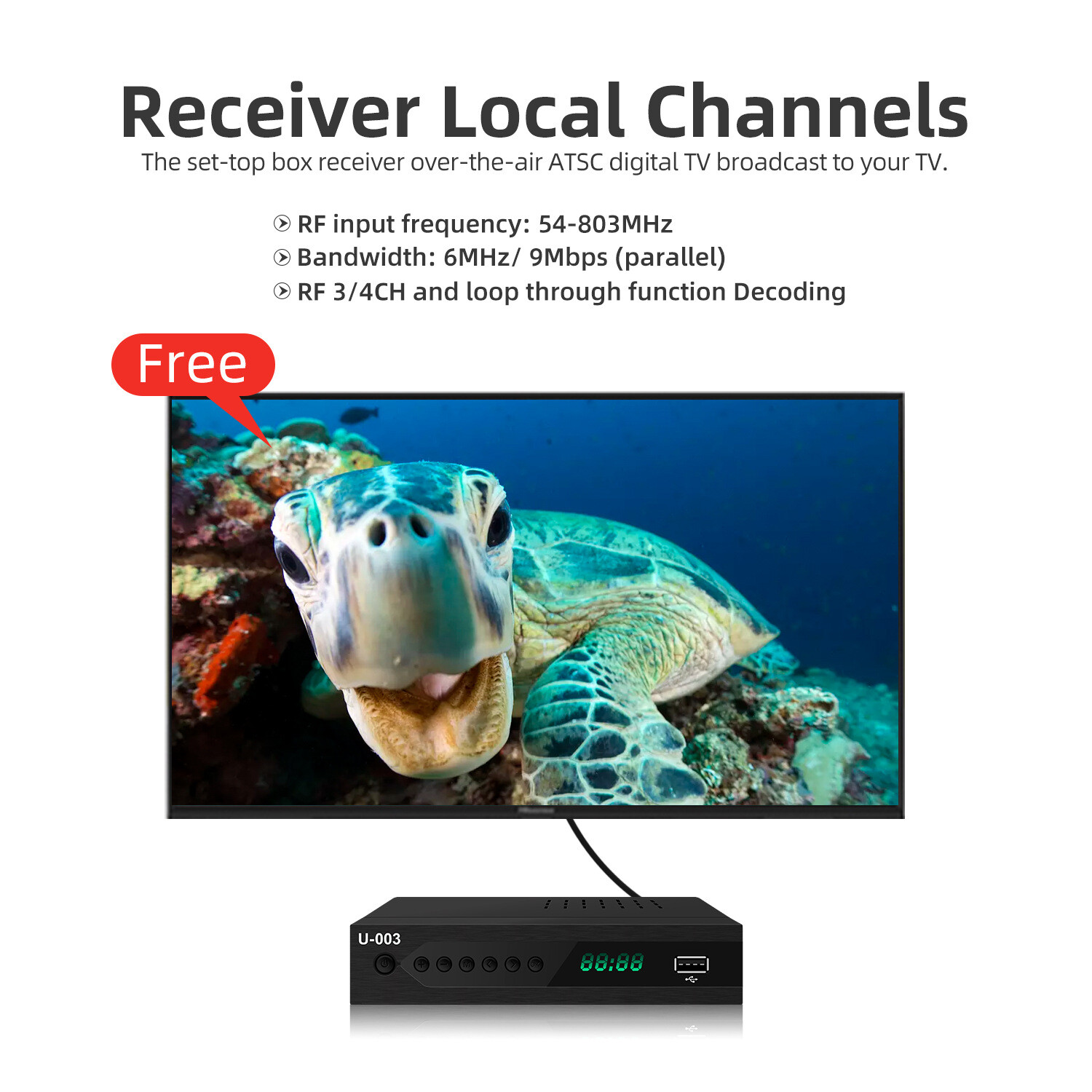 1080P Free TV Tuner ATSC Digital HD TV Live Converter Box America Mexico Canada