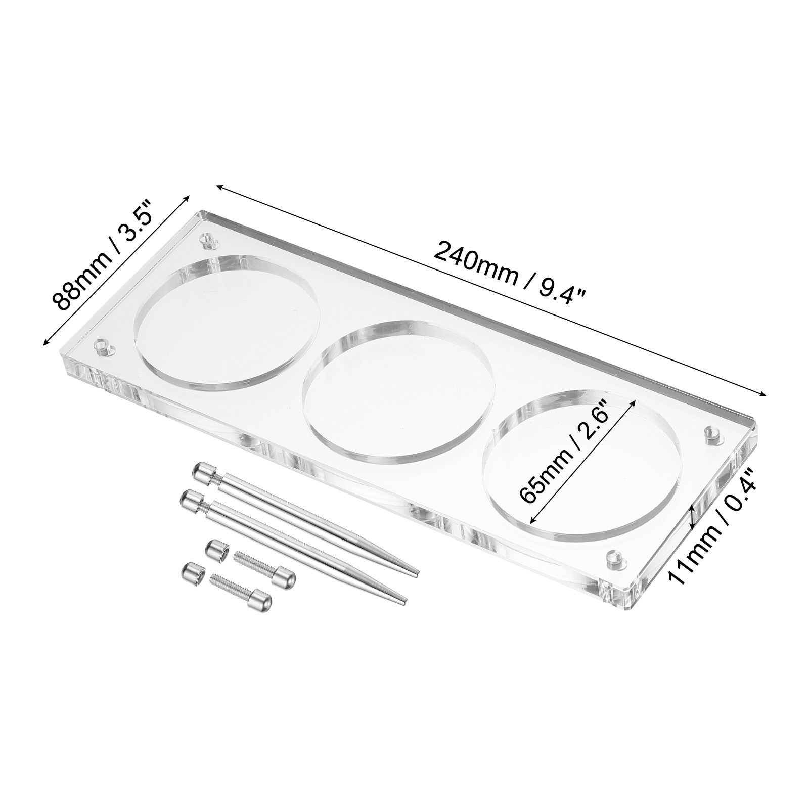 2.5\" 3D Acrylic Coin Frame with 3 Floating Compartments