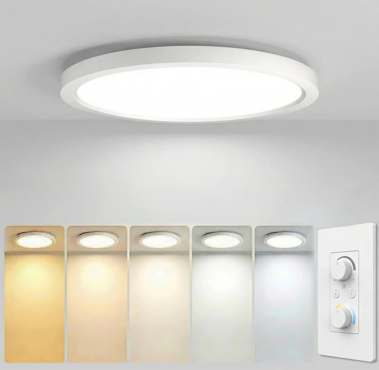 15.8Inch LED Flush Mount Ceiling Light,5CCT,ETL Listed,DimmableWhite | Hardwi...
