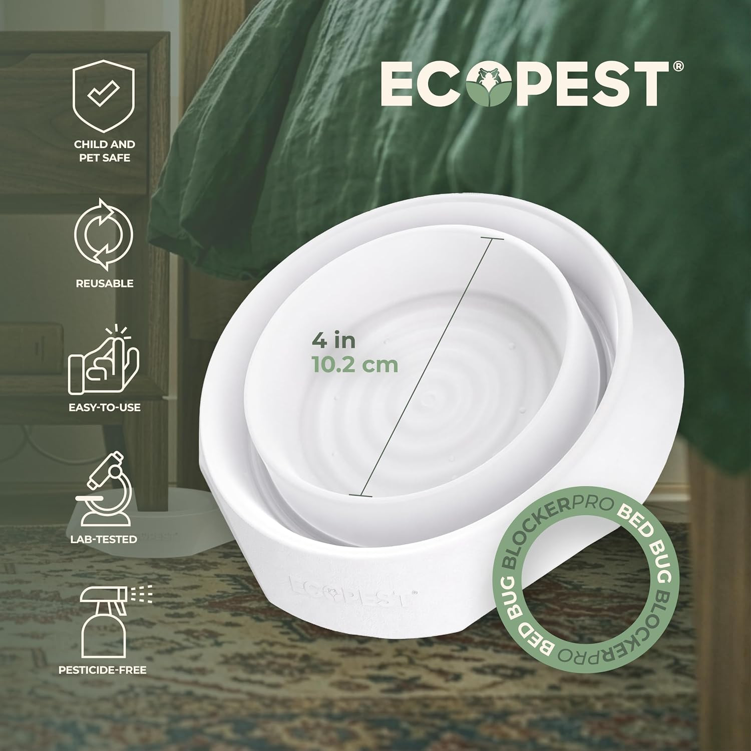 Bed Bug Interceptors – 8 Pack | Bed Bug Blocker (Pro) Interceptor Traps (White)