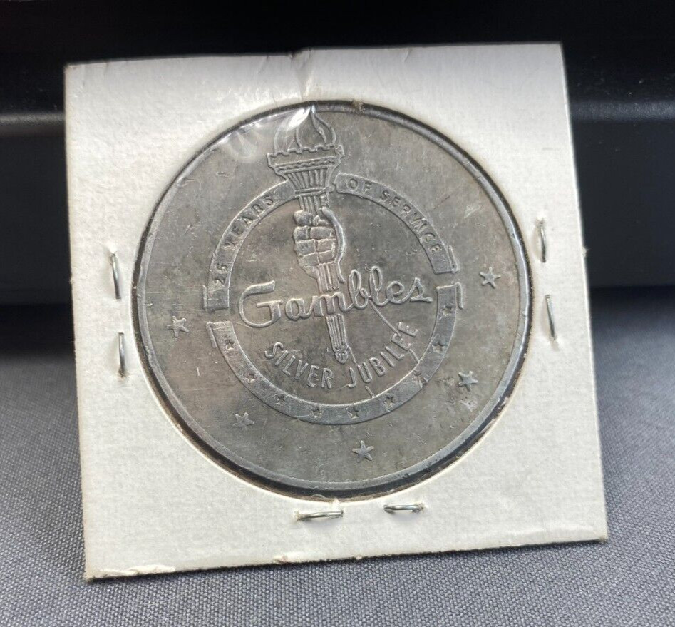 1950 Gambles Silver Jublilee Vintage Token, Crest Tire Commission to Employees