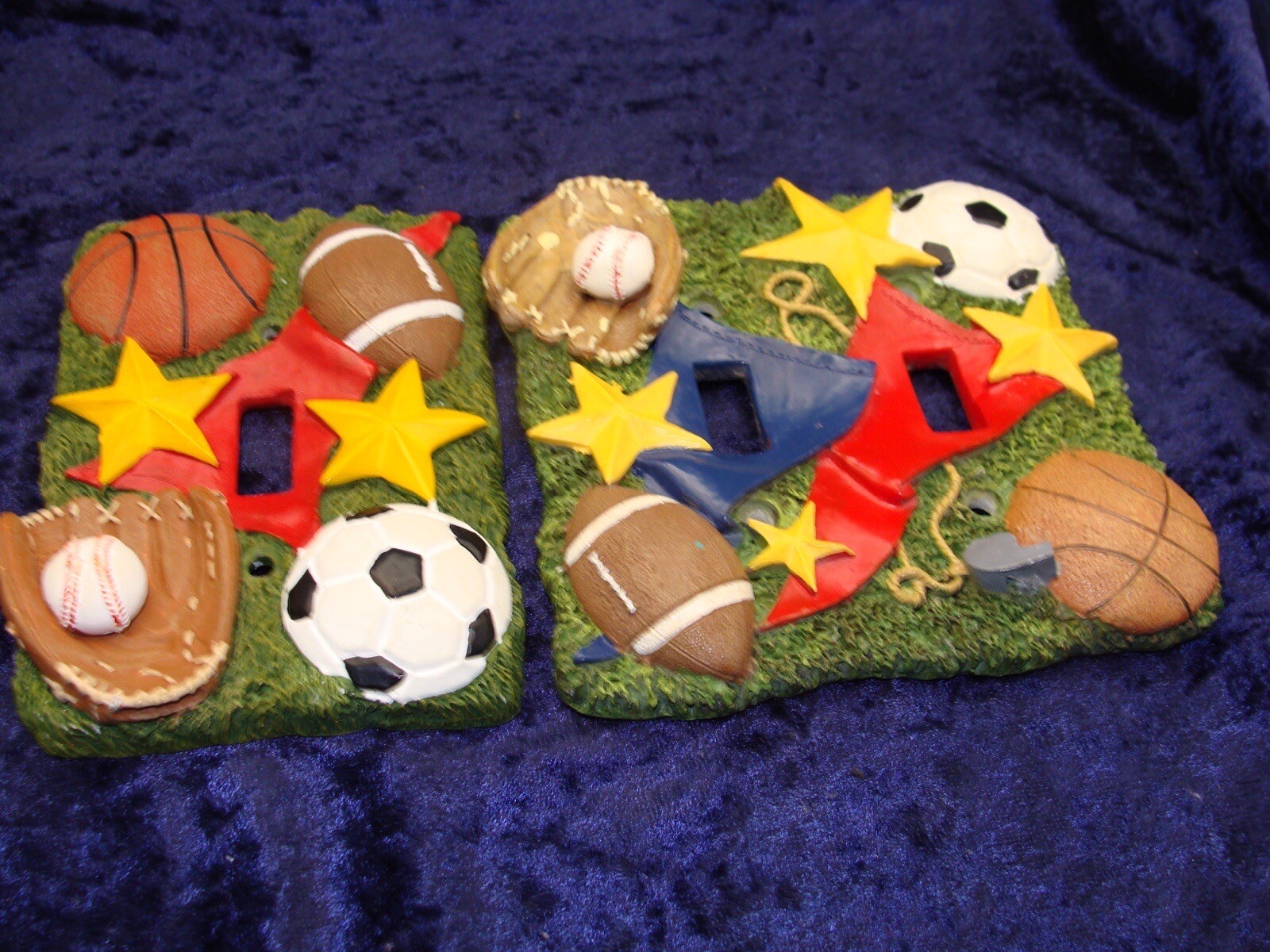 Set Of TWO Sport Light Switch Plates~ Single And Double~Resin~5”x5”~5”x3.5”~VGC~