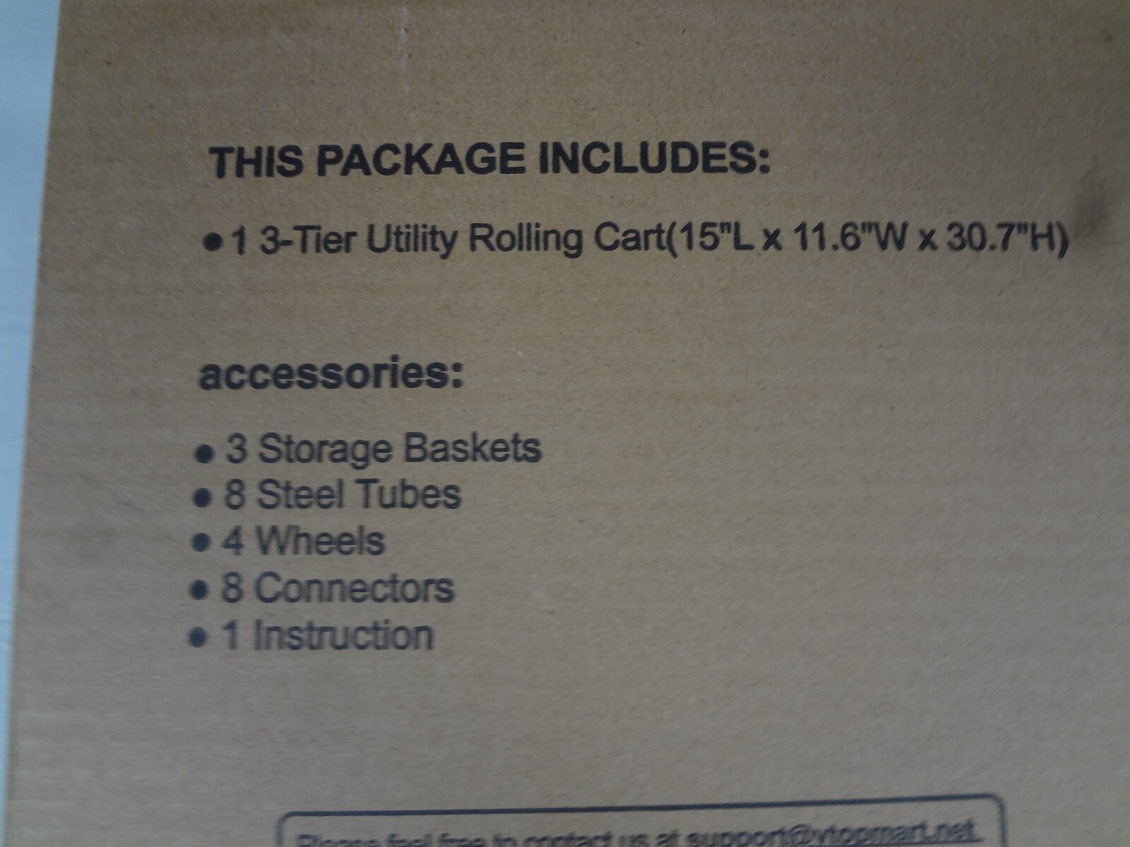 3-TIER UTILITY ROLLING CART - NEW IN BOX