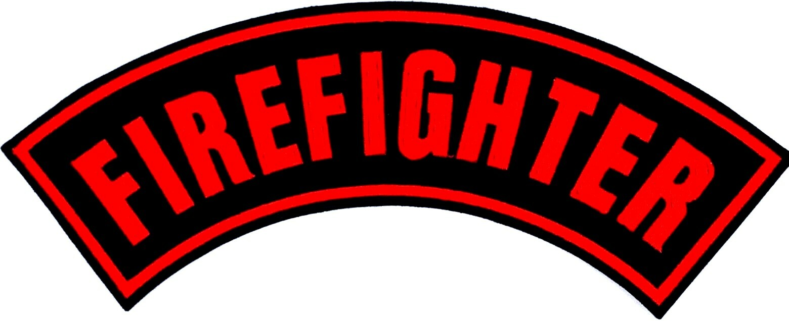 FIRE FIGHTER MOTORCYCLE BIKER VEST 11" IRON ON ROCKER PATCH BL-42