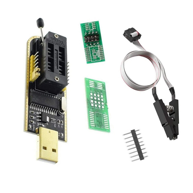 SOP8 Test Clip and CH341A USB Programmer Flash 24 25 EEPROM BIOS Writer SPI USB