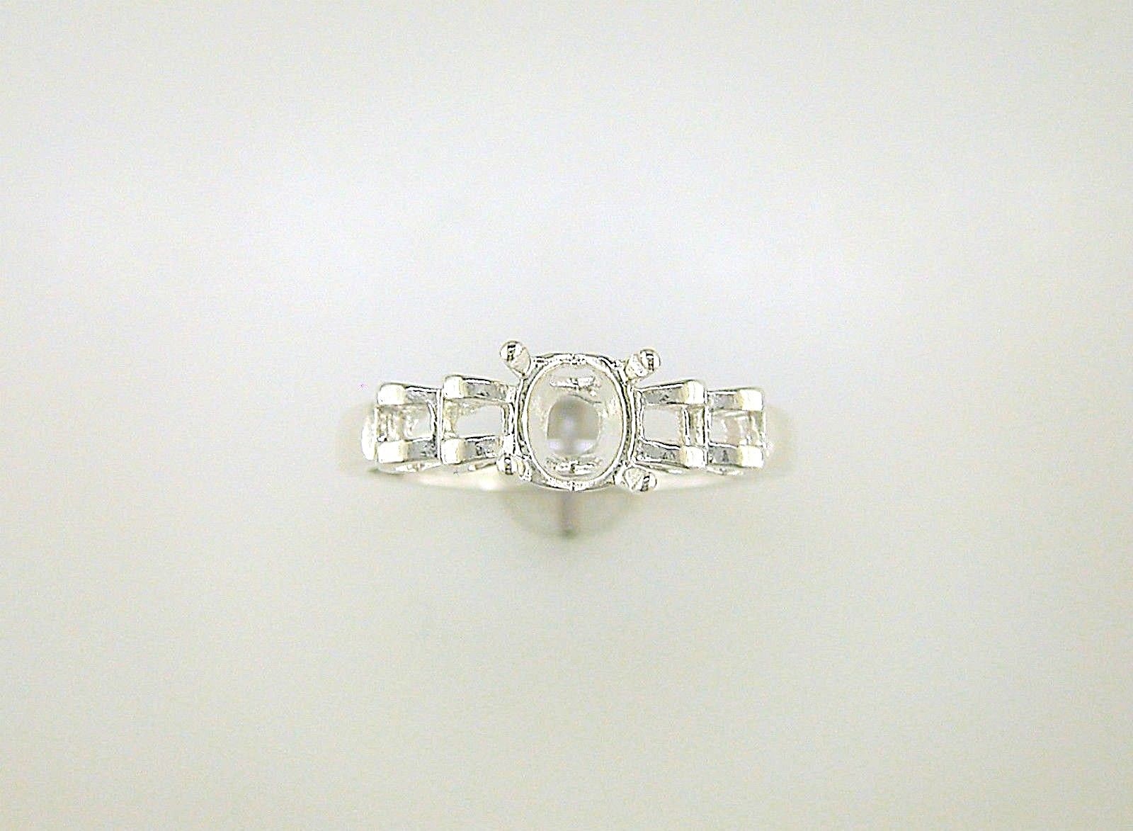 8 x 6 mm Oval Trellis Ring Setting Sterling Silver