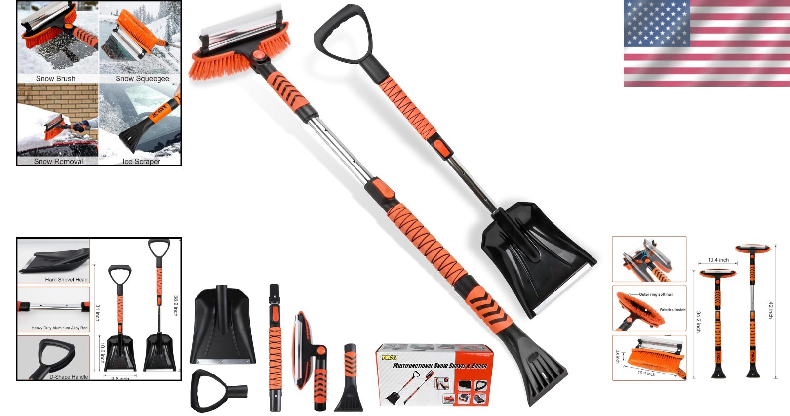 Durable Extendable Ice Scraper & Snow Shovel with Foam Handle - Winter Must-Have