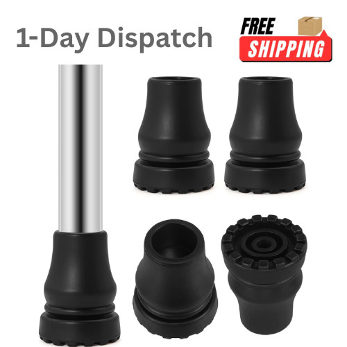 4PCS Rubber Cane Tips 7/8" Heavy Duty Anti Slip Black