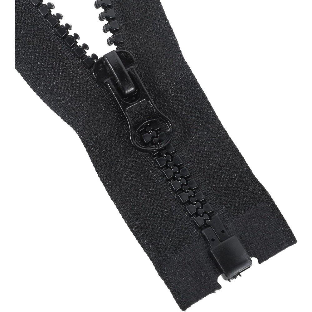 2-Pack 16 Inch Black Molded Plastic Separating Jacket Zipper Open End Resin