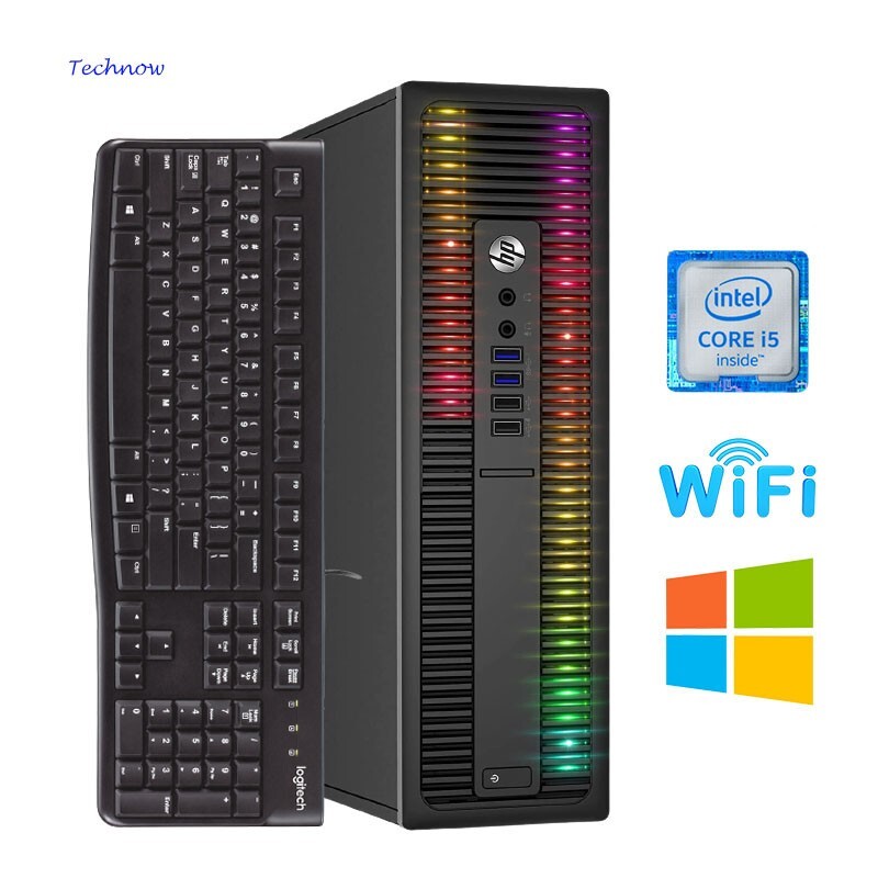 RGB HP DESKTOP COMPUTER SFF 8GB RAM 1TB HDD CORE I5 WINDOWS 10 PRO DVD WIFI