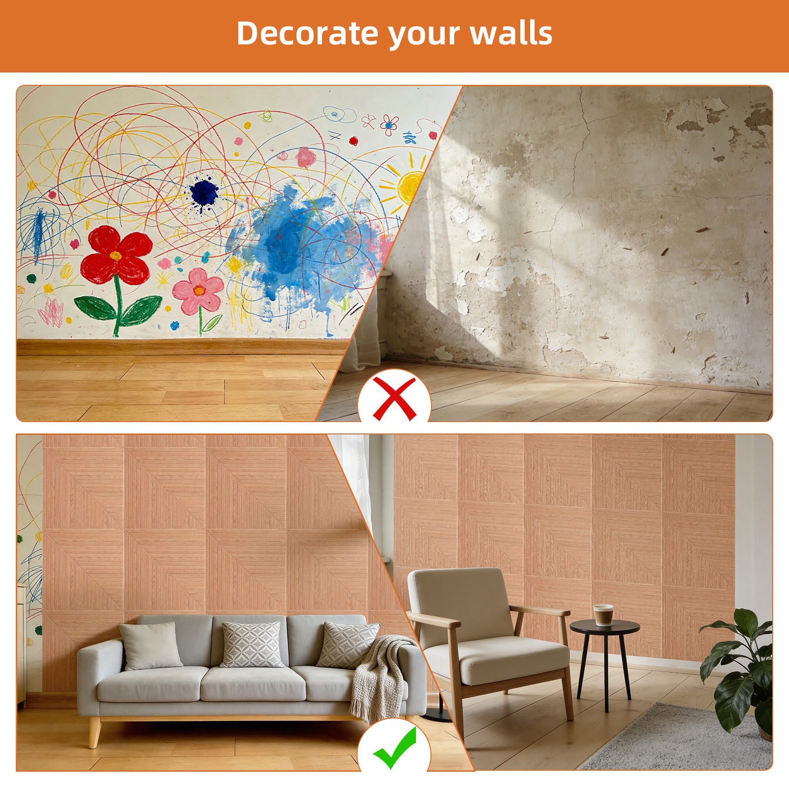 6 PCS Acoustical Wall Panels，Self-adhesive Sound Absorbing Panel Decorative
