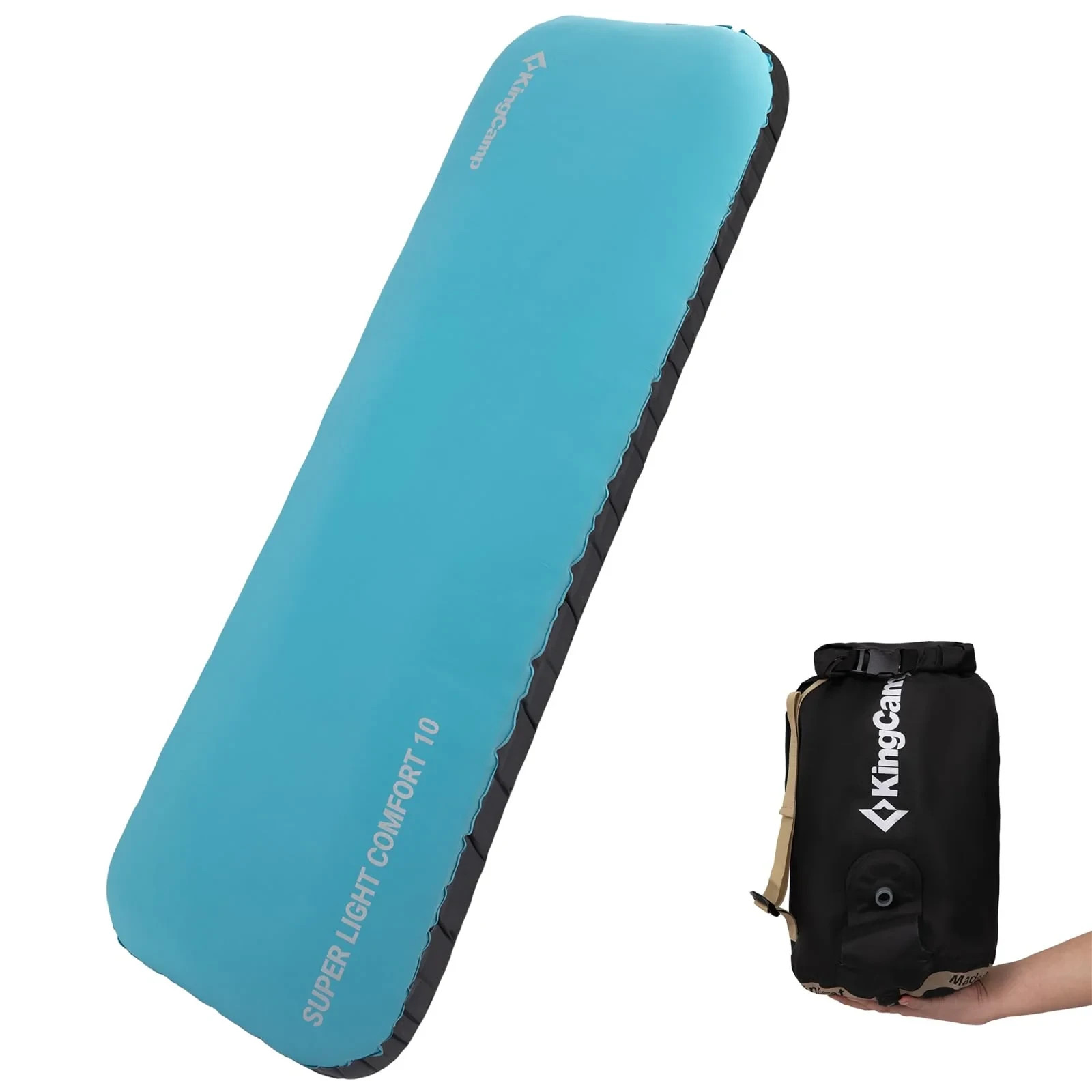 Kingcamp Hybrid Foam Topper Inflatable Sleeping Pad, Compact, Camping Outdoor