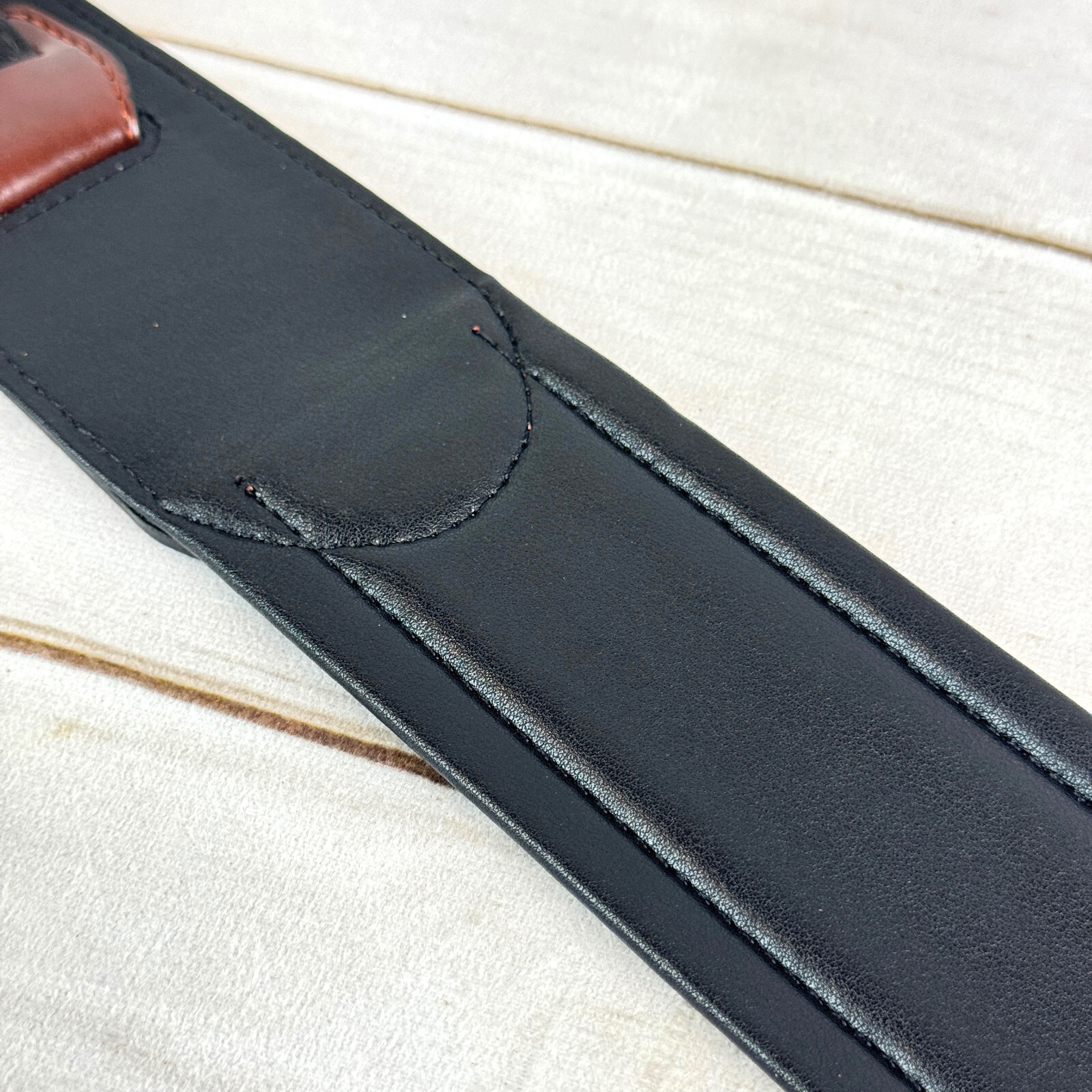 Walker And Williams G-110 Mahogany Brown Padded Strap with Embossed Tooling 