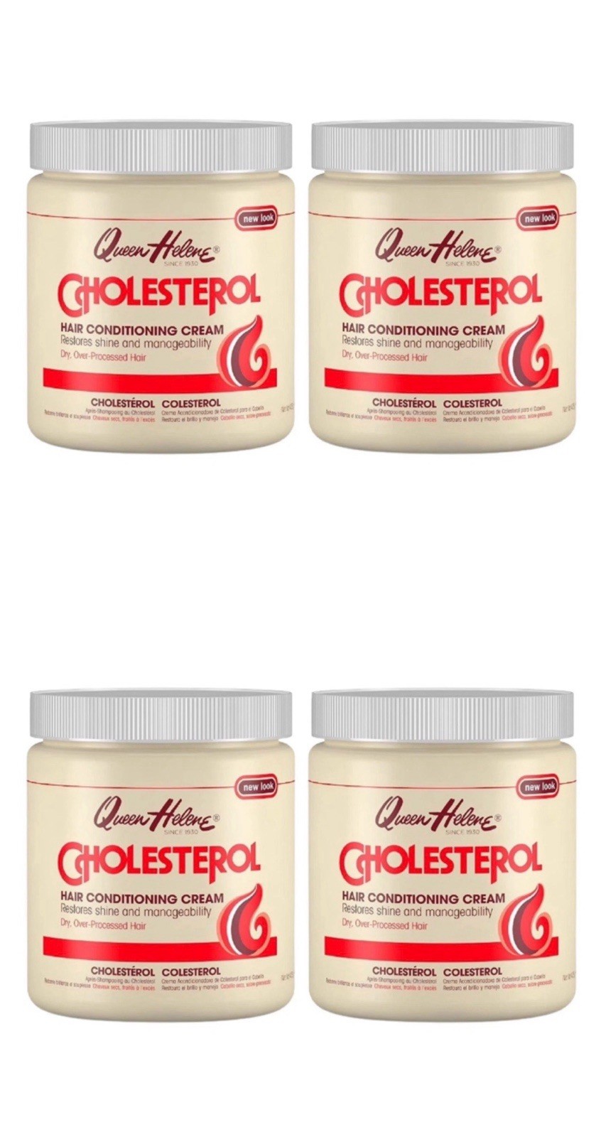 LOT OF 4 Queen Helene Cholesterol Hair Conditioning Cream For Dry Hair- 15.2oz