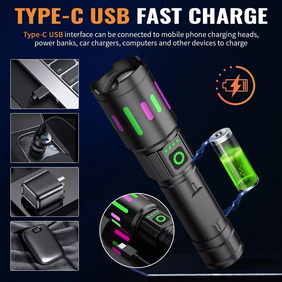 350000000 Lumen Super Bright LED Tactical Flashlight Rechargeable Work Light**-*