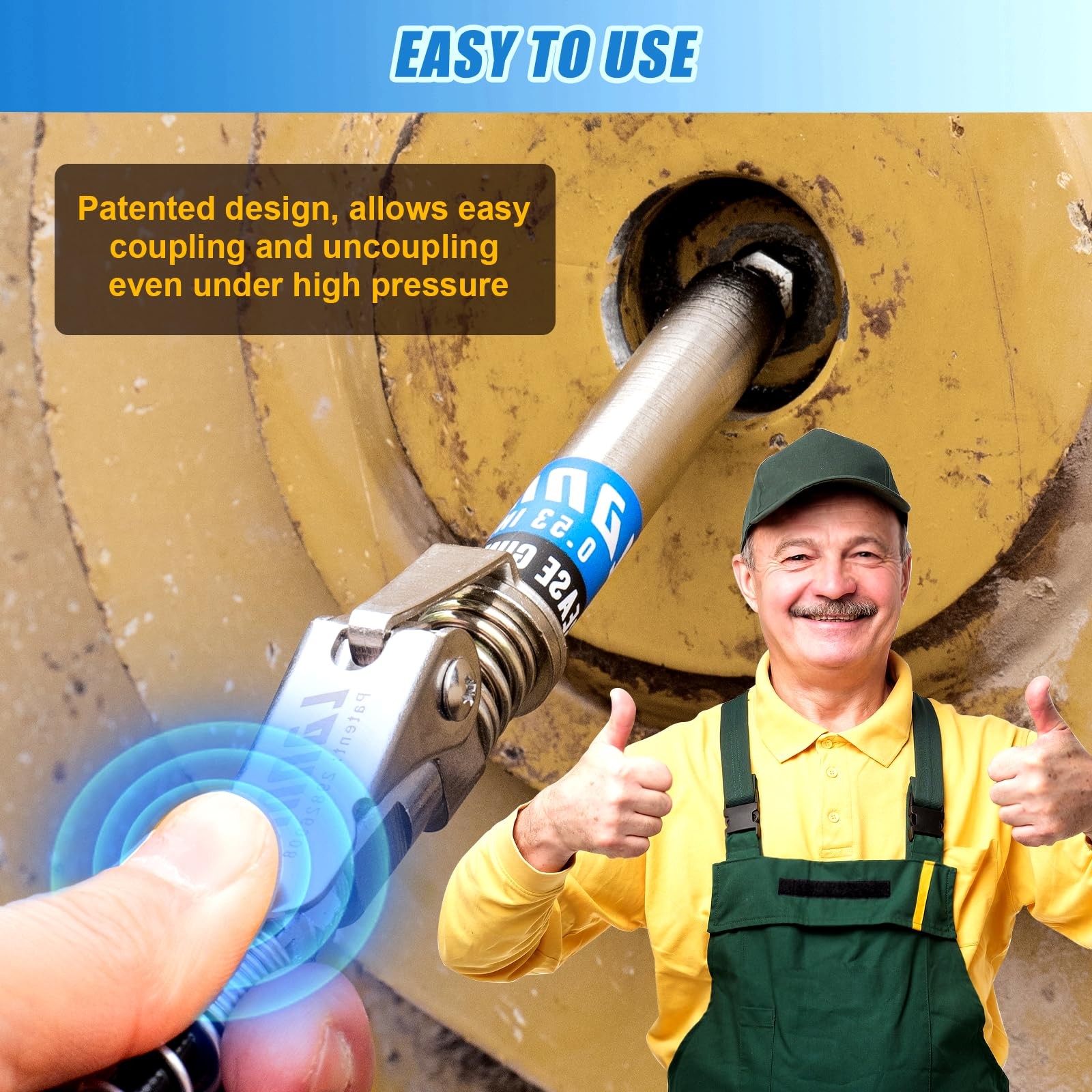Grease Gun Coupler, Strong Lock & Extra Reach Grease Coupler, Heavy Fast Ship