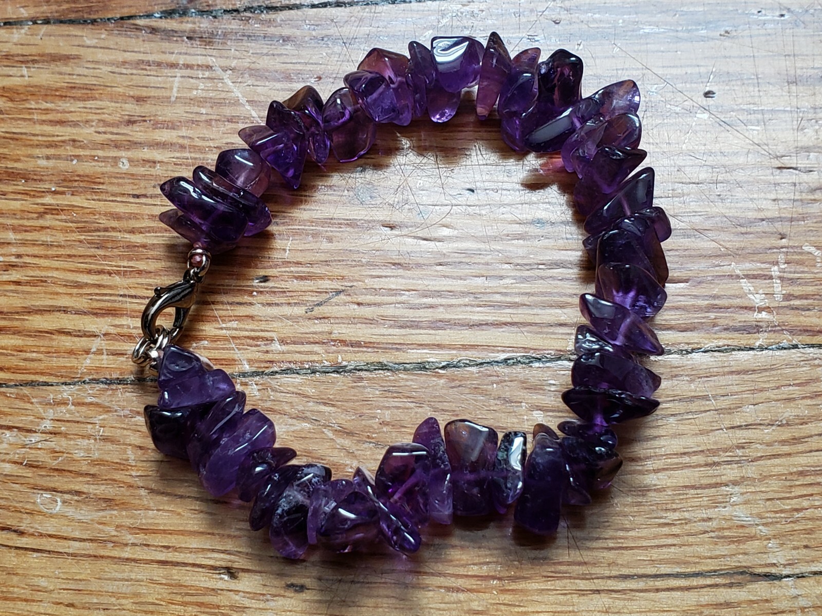 GENUINE * AMETHYST * BRACELET 7.5" Long, 9-10mm stone - Hand made in USA