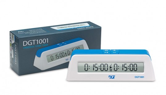 DGT 1001 Digital Chess Clock Timer White/Blue New