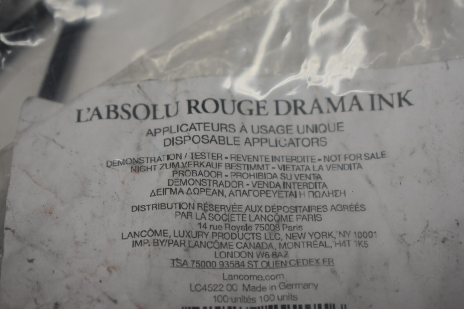 L'absolu Rouge Drama Ink Lipstick Applicator Demonstration Tester 157 Pack