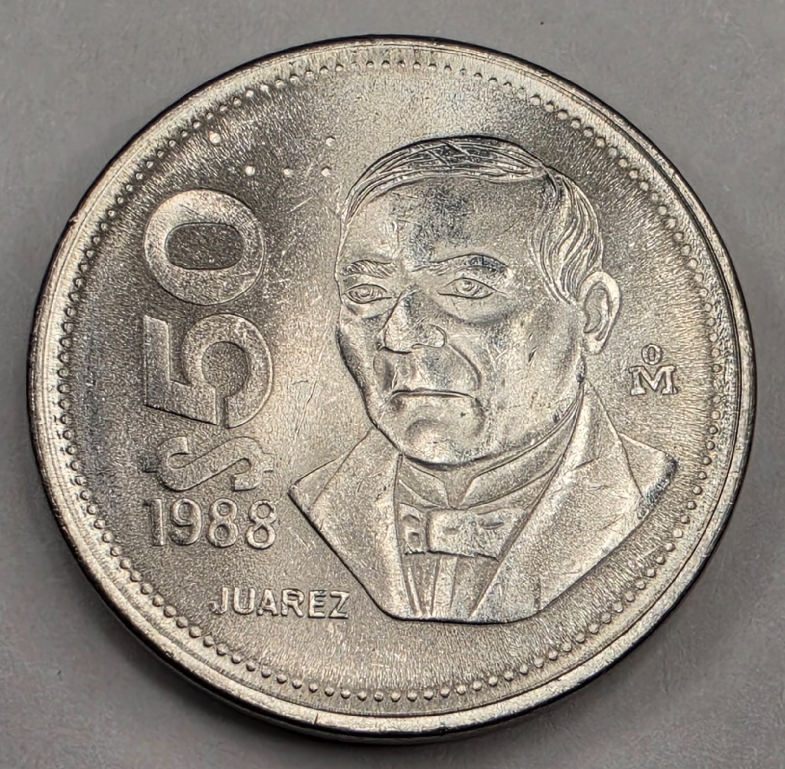 1988 Mexico 50 Fifty Pesos - Circulated Mexican Stainless Steel World Coin