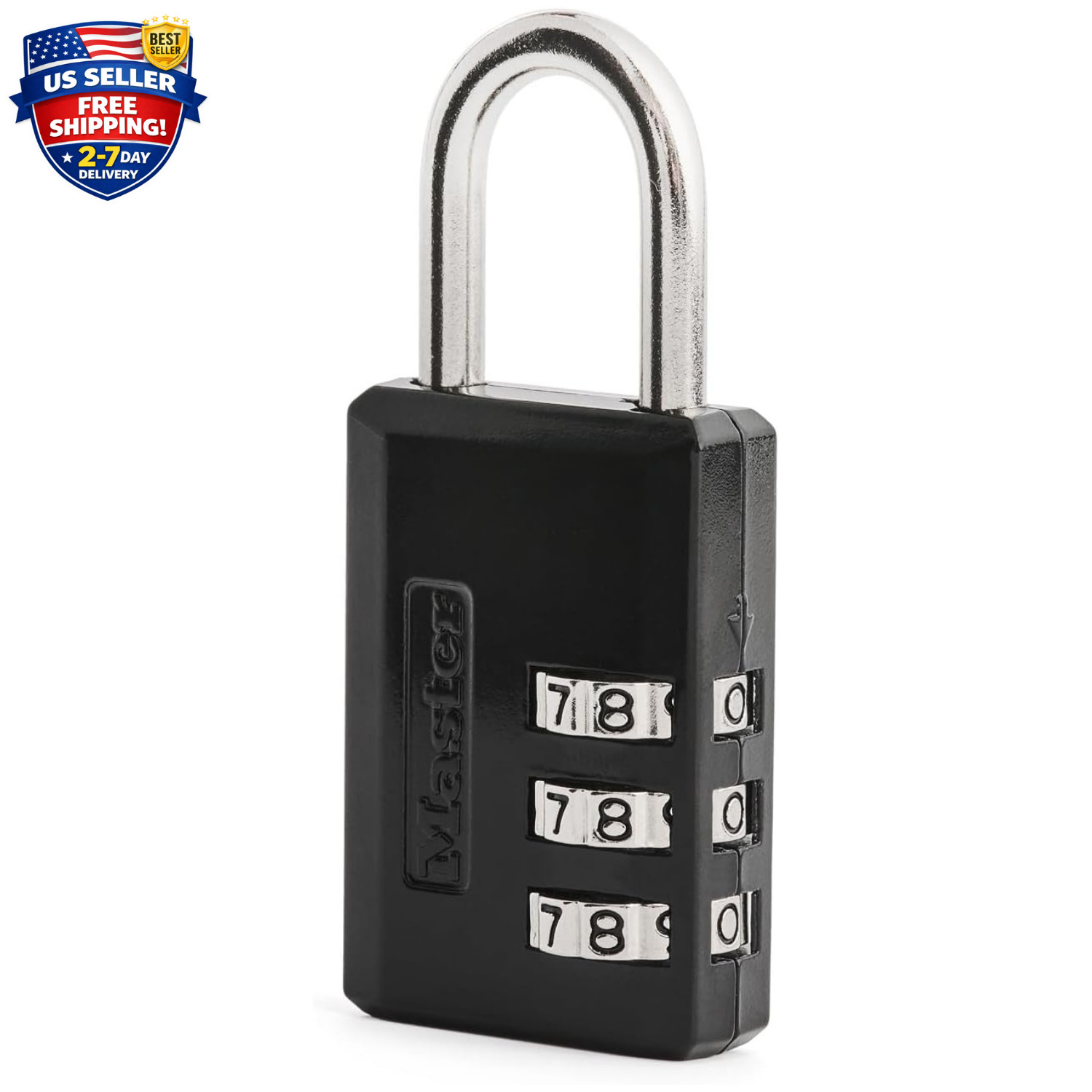 Black Combination Padlock, Indoor Gym Locker Lock with Customizable 3-Digit Code