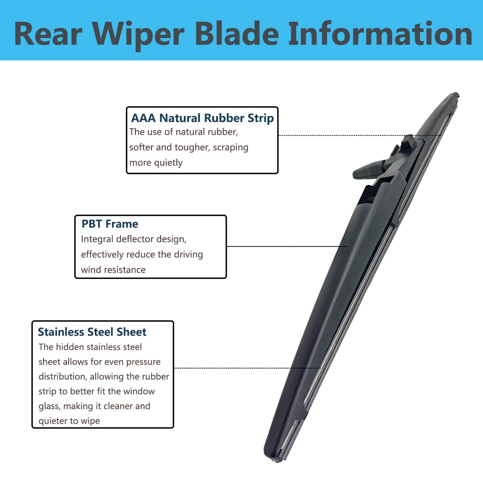 Rear Windshield Wiper Arm Blade Set Replacement for Toyota 4Runner 2003 2004 ...