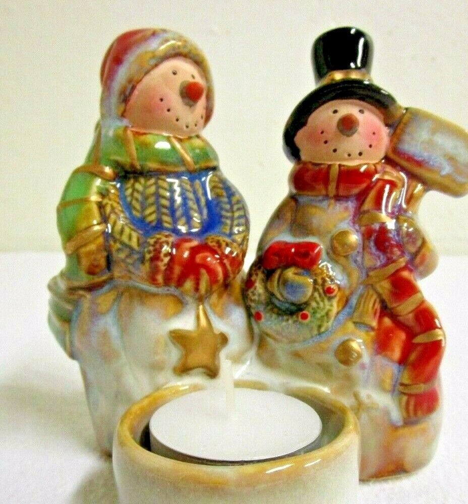 Snowmen Holiday Decoration Gifts Stars Votive Candle Holder, 4 1/2 " High