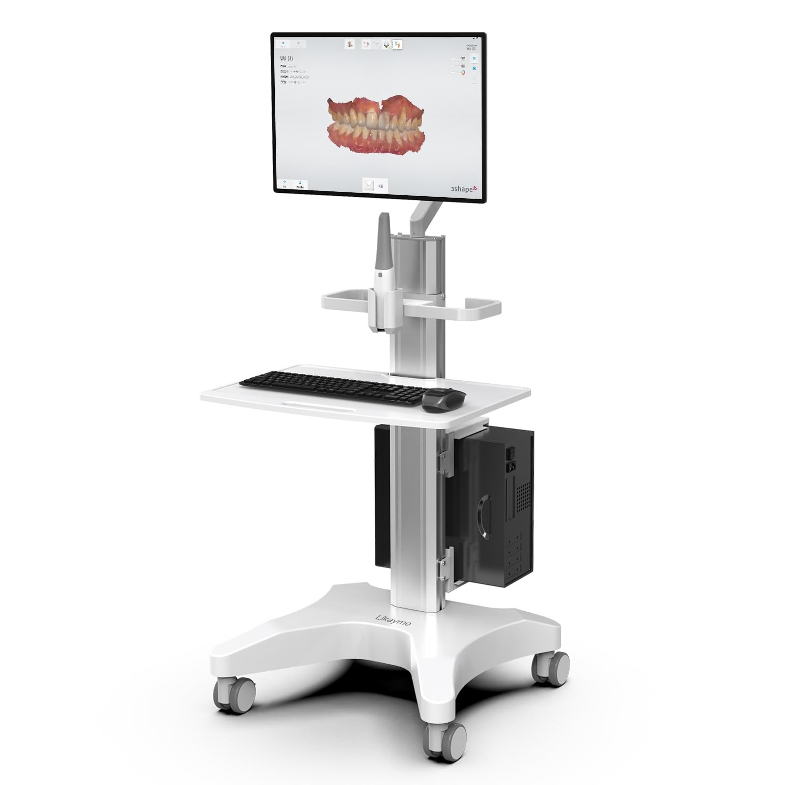 Medical Trolley Cart with Monitor Mount & Oral Scanner Holder – Height-Adjust...