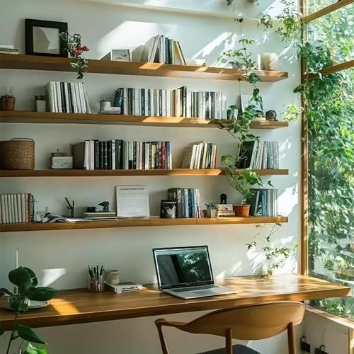 36 Inches Long Floating Shelves,Rustic Solid Wood 36 inch 4 tier Walnut