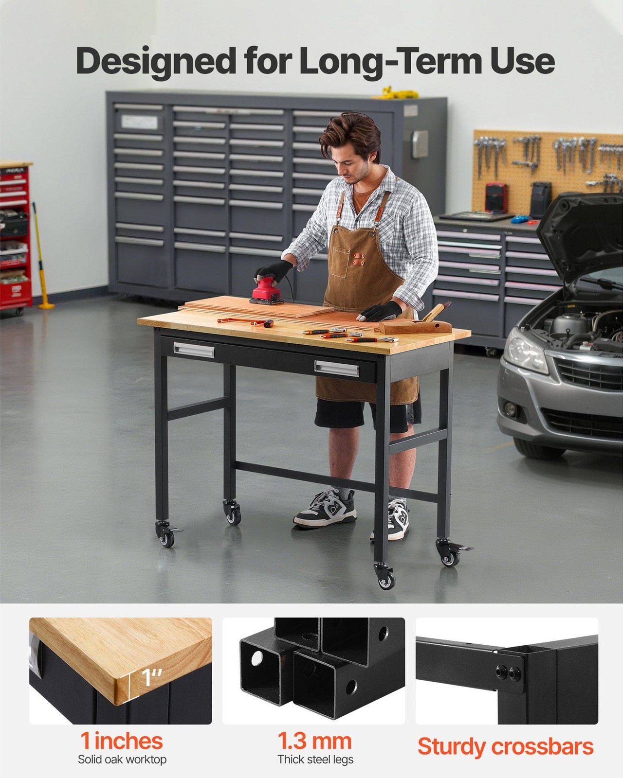 48-inch Workbench, 1500 lbs Load Capacity, Garage Workbench with Drawer Storage