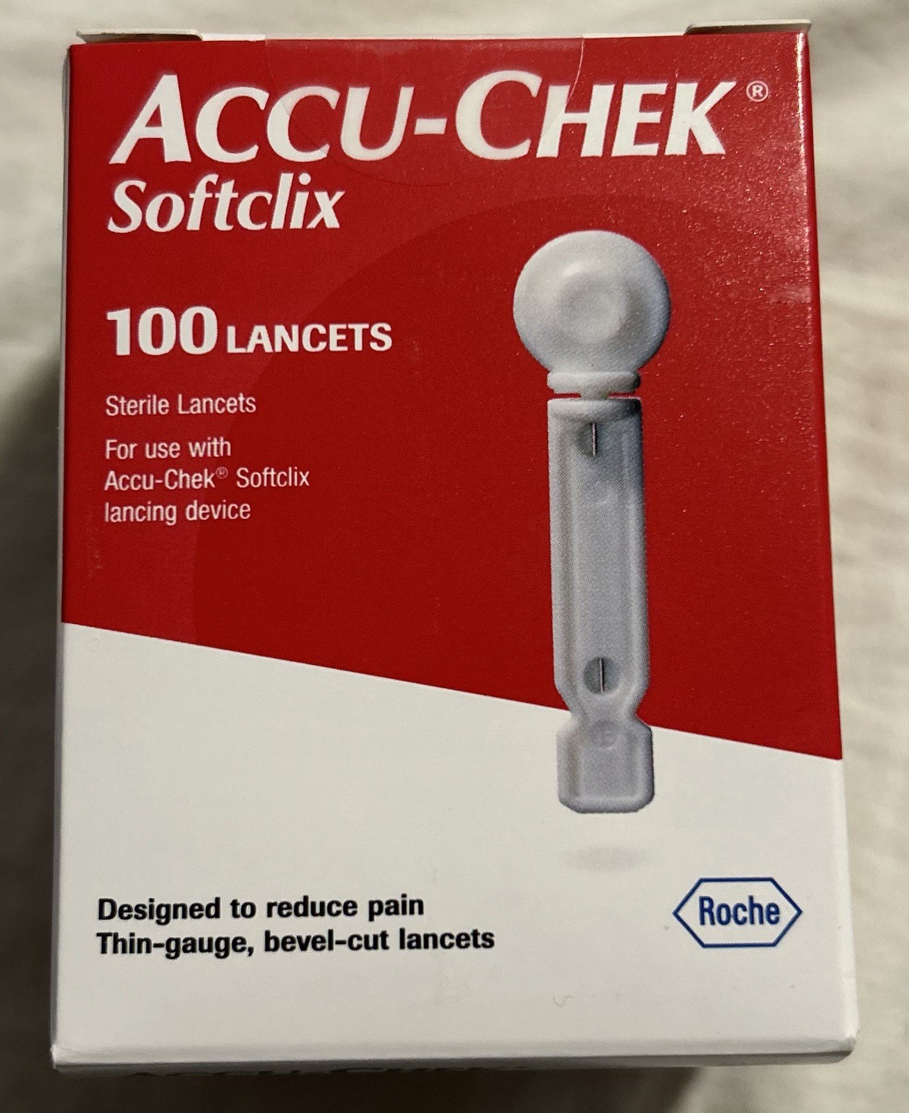ACCU-CHEK Softclix Lancet Device Blood Sugar Level Test Strip Thin Gauge 100 CT