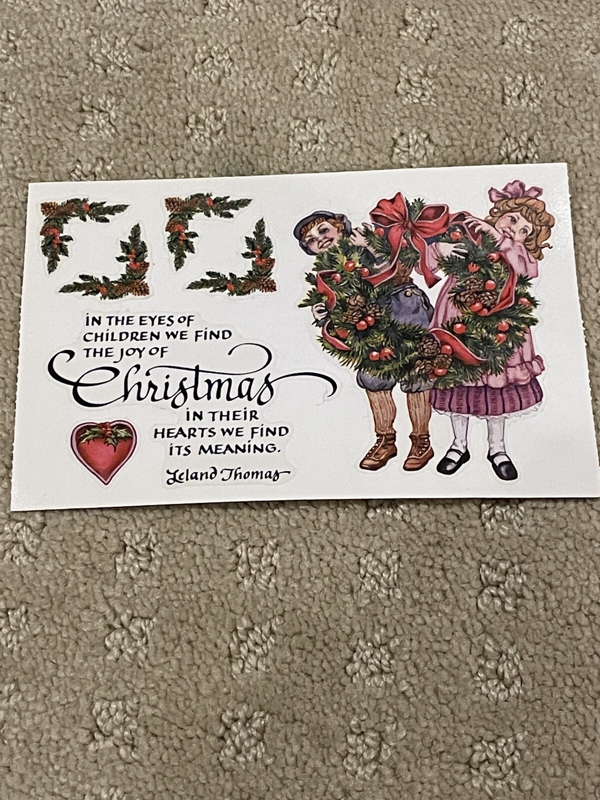 5 Sheets Vintage Wreath PSX Designs Christmas Stickers 2003 Kids Leland Thomas