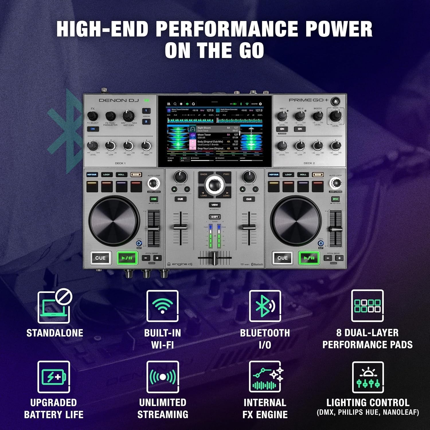 Compact PRIME GO+ DJ Controller with 7" Touch Screen & 100+ Million Track Access