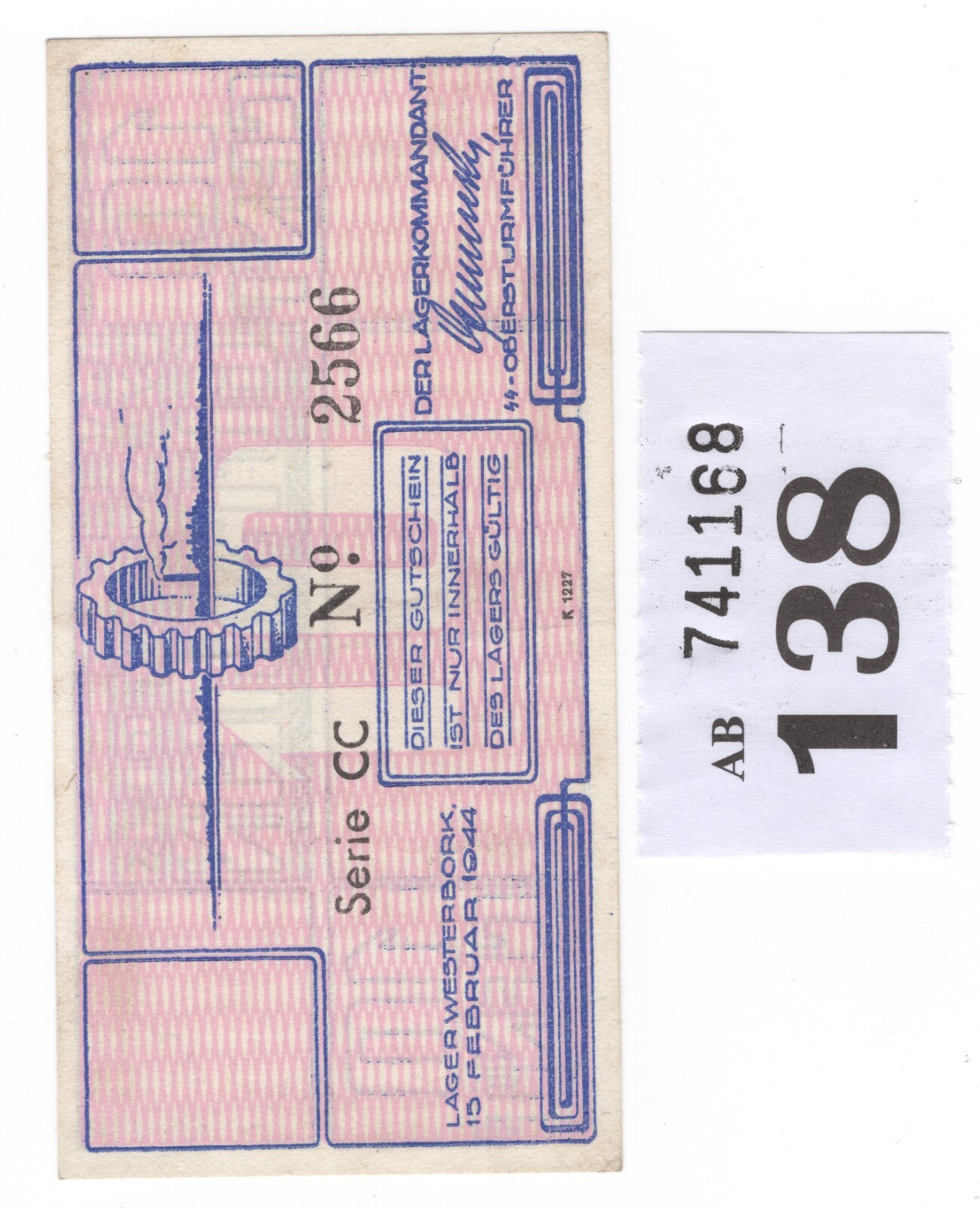 Dutch/Netherlands Lager Westerbork - concentration camp- 10 Cent - 1944  POW